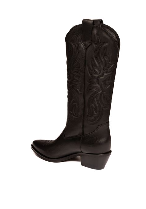 Black leather texan boot GISEL MOIRE | CALIFORNIAVIT-NERO